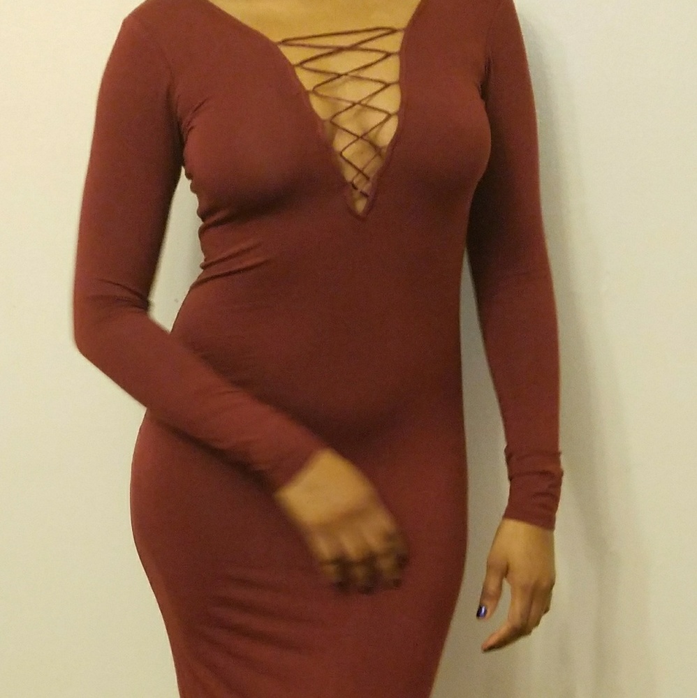 Lace Up Body Con Dress